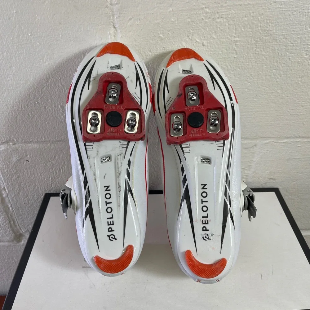 Peloton Cycling Indoor Shoes Bike Cleats White Orange Women's Size 9 US/40 EU